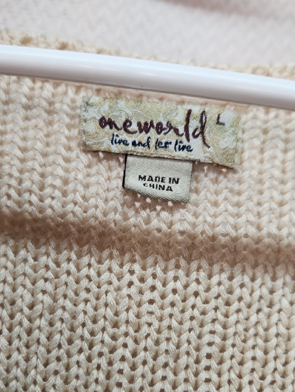 Women’s Two-Tone Scoop Neck Knit Sweater - Cream & Gray - Picture 3 of 5